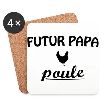 Futur Papa Poule - Dessous de verre (lot de 4) - blanc - Devant