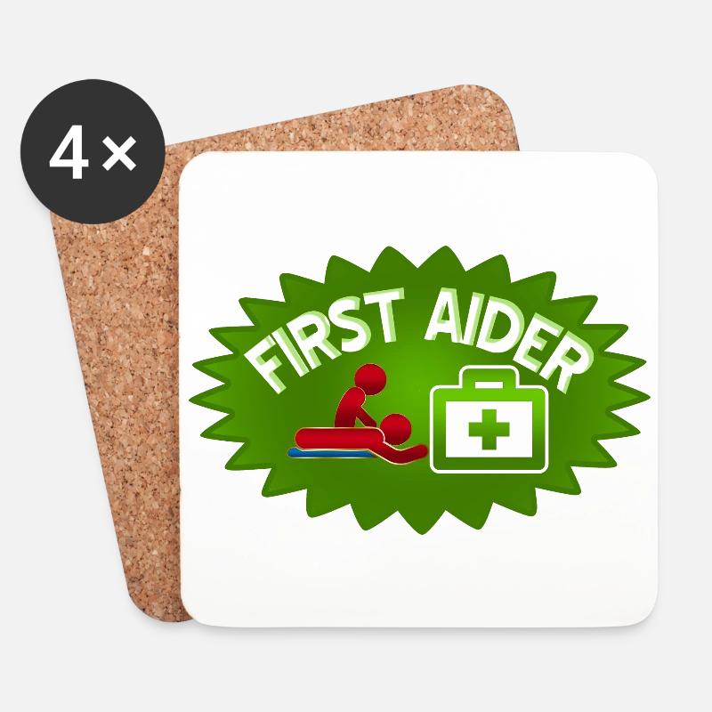 Erste-Hilfe-Helfer - Untersetzer (4er-Set) - Weiß