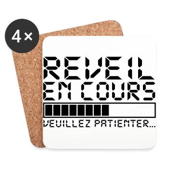 réveil en cours veuillez patienter,citations,drôle - Dessous de verre (lot de 4) - blanc - Devant