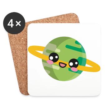 Planète Espace - Dessous de verre (lot de 4) - blanc - Devant