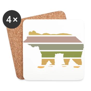 forest dweller bear from the forest brown bear-sunset - Coasters (set of 4) - white - Front