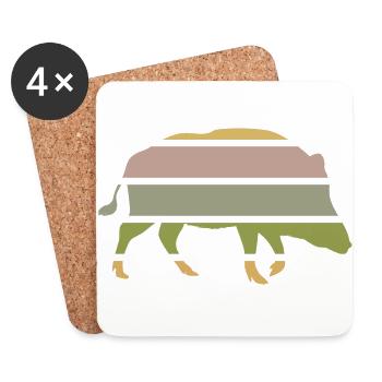 forest dwellers wild boar from the forest eber-sunset - Coasters (set of 4) - white - Front