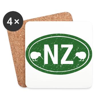Panneau routier néo-zélandais - Dessous de verre (lot de 4) - blanc - Devant