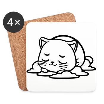 Little cat that sleeps - Coasters (set of 4) - white - Front
