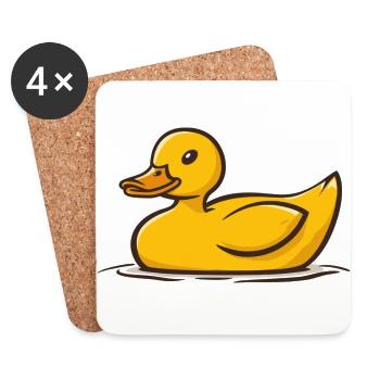 Lustige niedliche gelbe Cartoon Ente schwimmt - Untersetzer (4er-Set) - Weiß - Vorne