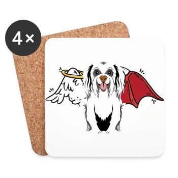 Enfers, Chien, Ange, Diable, Céleste, Diable, Chiens - Dessous de verre (lot de 4) - blanc - Devant