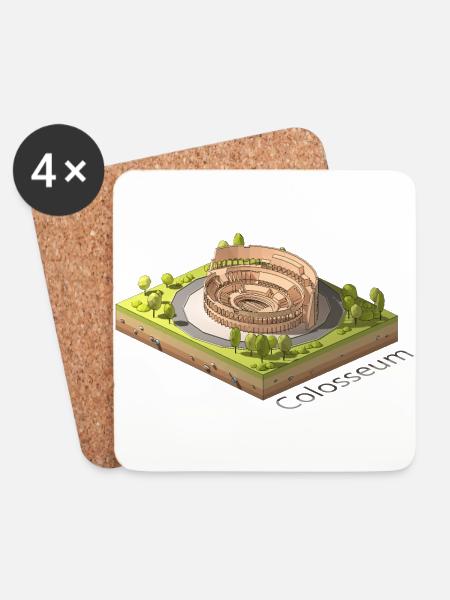 Geometrisches Low-Poly das Kolosseum - Untersetzer (4er-Set) - Weiß
