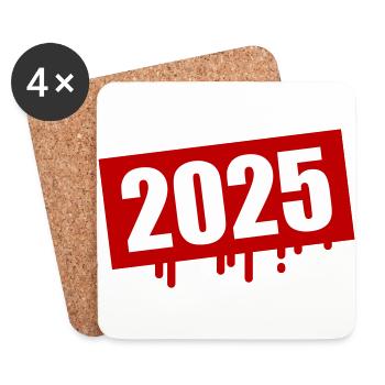 2025 Année Klecks - Dessous de verre (lot de 4) - blanc - Devant