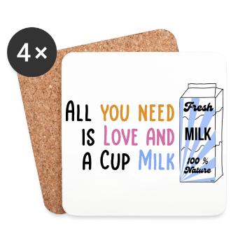 We need Love and Milk Comicstyle 1 - Untersetzer (4er-Set) - Weiß - Vorne