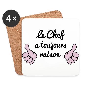 Chef à toujours raison - Dessous de verre (lot de 4) - blanc - Devant