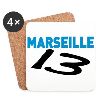 marseille_13, OM - Dessous de verre (lot de 4) - blanc - Devant