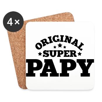 original super papy - Dessous de verre (lot de 4) - blanc - Devant
