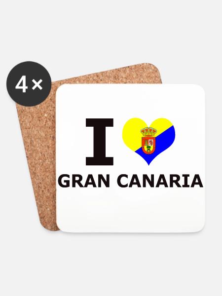 I LOVE GRAN CANARIA FLAG - Untersetzer (4er-Set) - Weiß