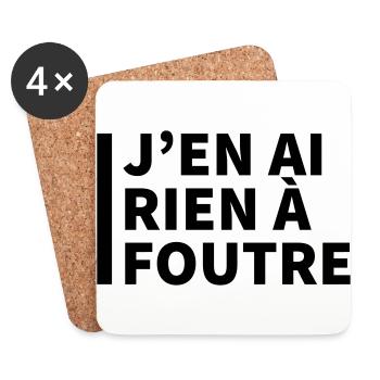 Texte "J'en ai rien à foutre" - Dessous de verre (lot de 4) - blanc - Devant