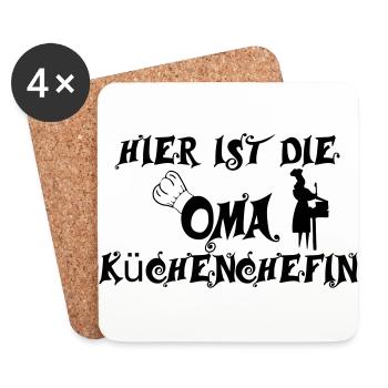Hier ist die Oma Küchenchefin - Untersetzer (4er-Set) - Weiß - Vorne