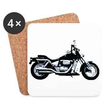 Vintage moto - Dessous de verre (lot de 4) - blanc - Devant