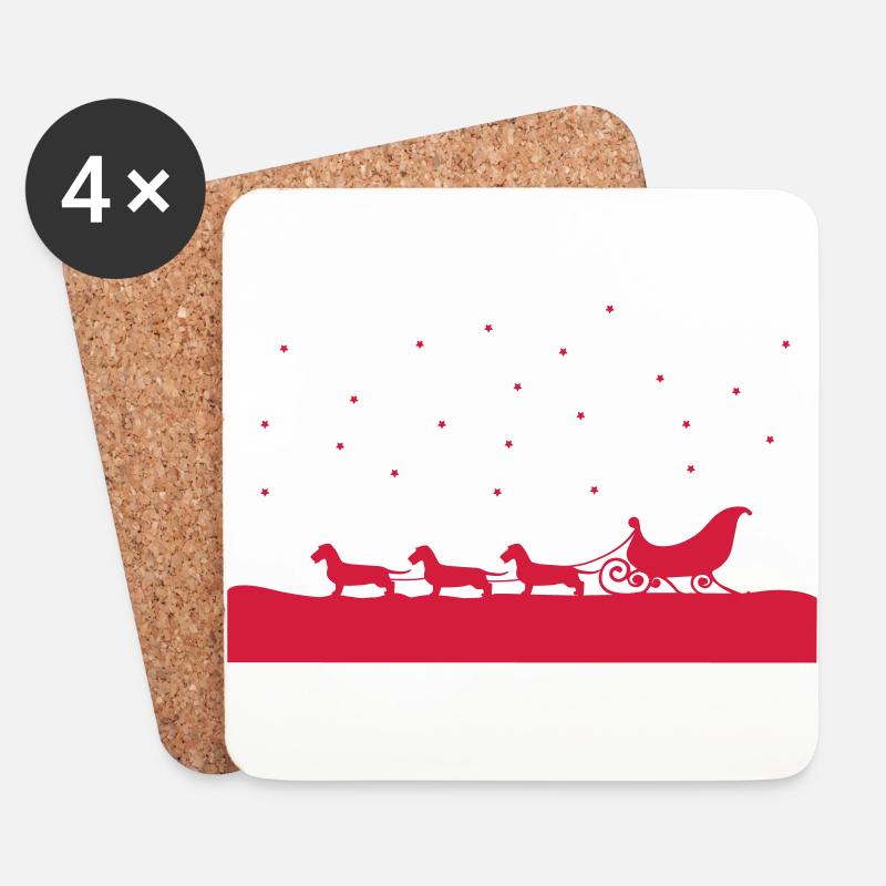 Weihnachtsdackel - Untersetzer (4er-Set) - Weiß