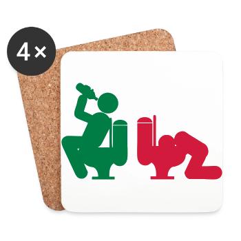 alcool humour boire chiotte vomit toilette wc i - Dessous de verre (lot de 4) - blanc - Devant