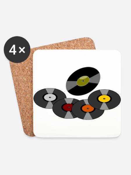Schallplatten - Untersetzer (4er-Set) - Weiß