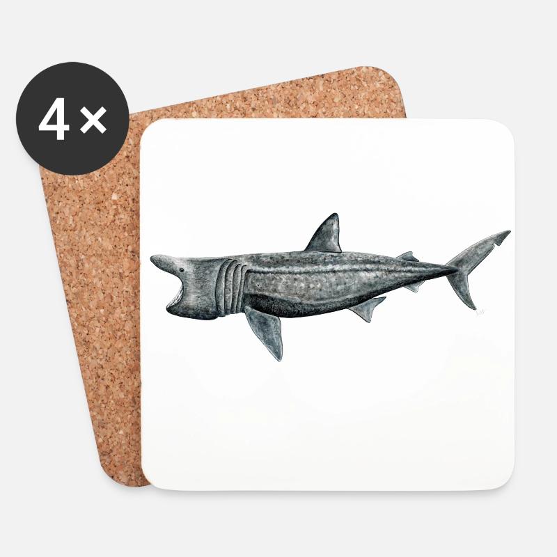 Pilgrim shark - Basking shark - Requin pelerin - Coasters (set of 4) - white