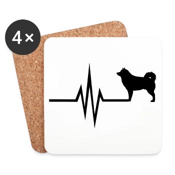 My heart beats for dogs - Alaskan Malamute - Coasters (set of 4) - white - Front