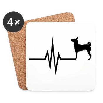 Mein Herz schlägt für Hunde - Basenji Hund Rasse - Untersetzer (4er-Set) - Weiß - Vorne