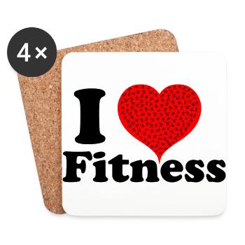ilove fitness workout Fit Love Sport Gift - Coasters (set of 4) - white - Front