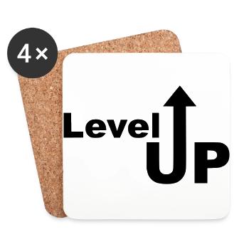 Level Up Aufstieg Pfeil hoch Geschenk geschafft - Untersetzer (4er-Set) - Weiß - Vorne