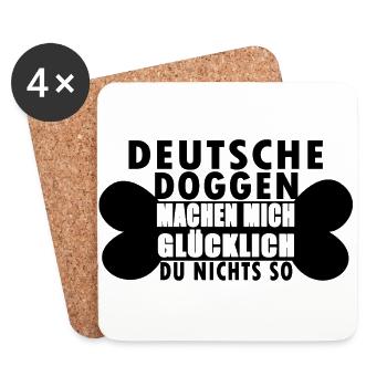 Deutsche Dogge Hunde Shirt Geschenk - Untersetzer (4er-Set) - Weiß - Vorne