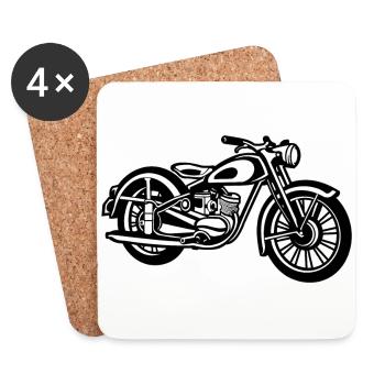 Moto / Classique moto 04_schwarz blanc - Dessous de verre (lot de 4) - blanc - Devant
