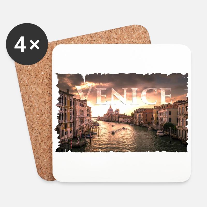 Stadt Venedig Venice Rialto Geschenk Idee - Untersetzer (4er-Set) - Weiß