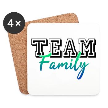 TEAM FAMILY Dream Team Familie Eltern Geschenk - Untersetzer (4er-Set) - Weiß - Vorne