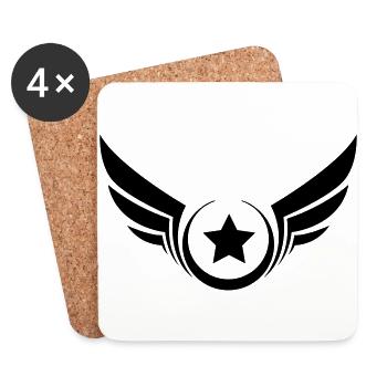 Winged star, star with wings - Coasters (set of 4) - white - Front