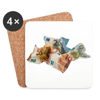 Euro-Geldscheine - Untersetzer (4er-Set) - Weiß - Vorne