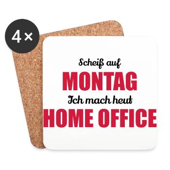 Scheiß auf Monat ich mach Home Office Geschenk - Untersetzer (4er-Set) - Weiß - Vorne