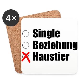 Single / Beziehung / Haustier - Untersetzer (4er-Set) - Weiß - Vorne