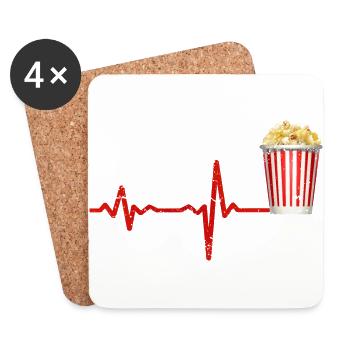 Heartbeat popcorn - gift - Coasters (set of 4) - white - Front