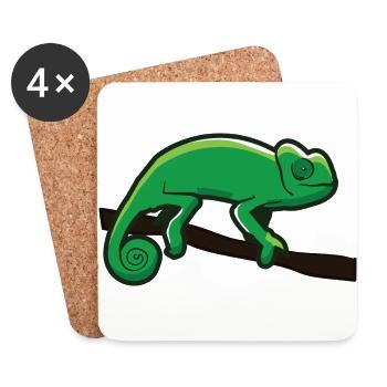 Vert Reptile Caméléon Iguane Lézard Reptile - Dessous de verre (lot de 4) - blanc - Devant