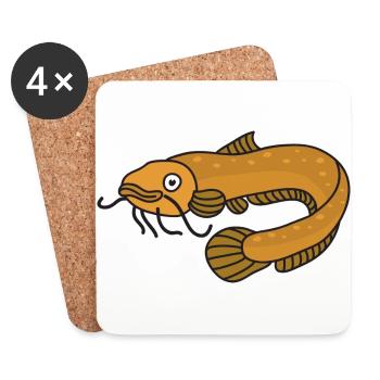 Europäischer Flusswels Waller Fische - Untersetzer (4er-Set) - Weiß - Vorne
