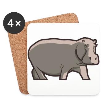 Hippo Hippo Idée cadeau pour les amoureux de la nature - Dessous de verre (lot de 4) - blanc - Devant
