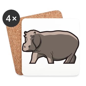 Hippopotamus Hippo Hippo Hippopotamus Gift - Coasters (set of 4) - white - Front