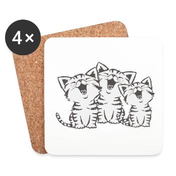 Cats cat chorus singing cats gift meow - Coasters (set of 4) - white - Front