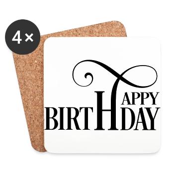 Joyeux anniversaire - Dessous de verre (lot de 4) - blanc - Devant