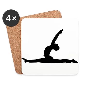 Yoga - Anjaneyasana - Coasters (set of 4) - white - Front