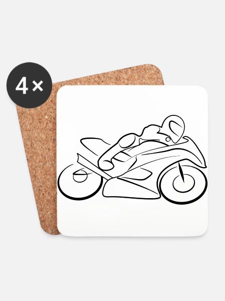 Motorrad Speed - Untersetzer (4er-Set) - Weiß