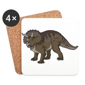 Dino Dinosaur Triceratops - Coasters (set of 4) - white - Front