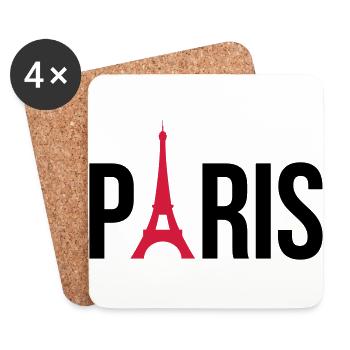 I love Paris, Paris mit Eifelturm - Untersetzer (4er-Set) - Weiß - Vorne