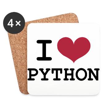 I Love Python - Dessous de verre (lot de 4) - blanc - Devant