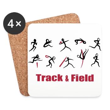 Zehnkampf, Leichtathletik - Untersetzer (4er-Set) - Weiß - Vorne