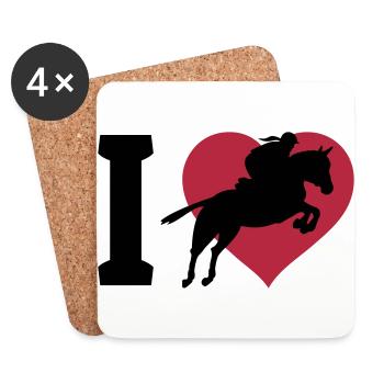 I love Springreiten - Untersetzer (4er-Set) - Weiß - Vorne